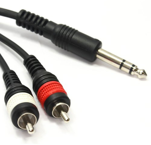 kenable PULSE PRO 6.35mm Stereo Jack to 2 x Phono Plugs Helical Shielded Cable 5m [5 metres]