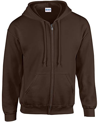 Gildan Heavy Blend Unisex Adult Full Zip Hooded Sweatshirt Top (L) (Dark Chocolate)