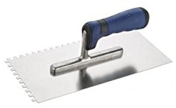 Connex COX781268 Zahnglättekelle, rostfrei, Zahnung rechts und vorne, 2-Komponenten-Griff, Größe 280 x 130 mm, Zahnung 10 x 10 mm
