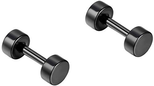 JewelryWe Fake Plug Ohrstecker Schwarz: 4mm Herren Damen Edelstahl Tunnel Ohrringe Rund Kreis Fake Ohr Plugs Schraube Helix Tragus Piercings