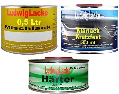 LudwigLacke 1,25 Liter Set für Mercedes Obsidianschwarz Farbcode: 197 Baujahr 1996-2002 Metallic Lack 0,5 Liter spritzfertiger Basislack 0,5 Liter Klarlack und 0,25 Liter passender Härter