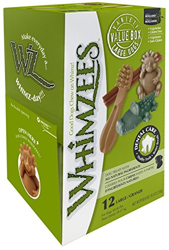 Whimzees Natural Dental Dog Treats Variety Box Large, 1 x 12