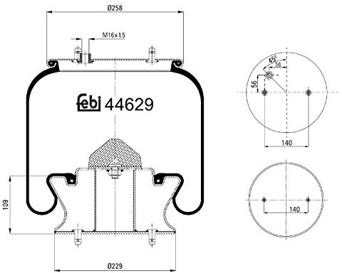 febi bilstein 44629 Luftfederbalg mit Stahlkolben , 1 Stück