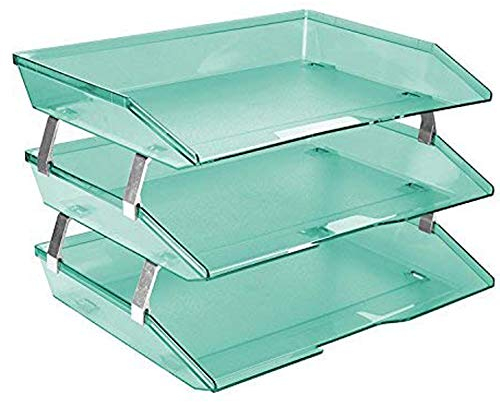 Acrimet Facility 3 Ebenen Briefablage Seiteneinschub, Letter Tray/A4, Desktop Datei Organizer, Kunststoff (Transparent Grün)