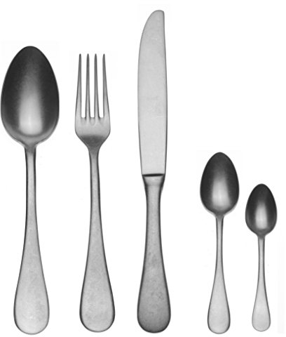 Mepra Vintage 1026VI22030M Moka 30-teiliges Besteck-Set aus Zinn Geschirr, spülmaschinenfestes Besteck