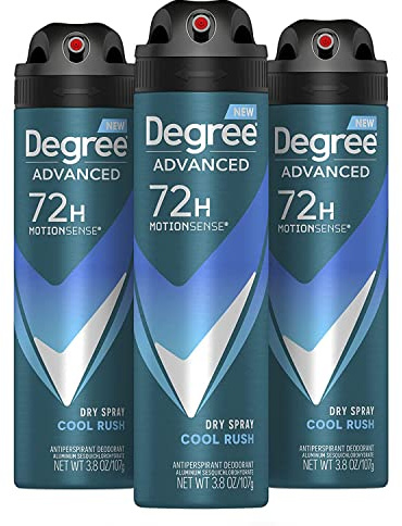 Degree Men Antiperspirant Deodorant Dry Spray Cool Rush 3 count Deodorant for Men With MotionSense Technology 3.8 oz