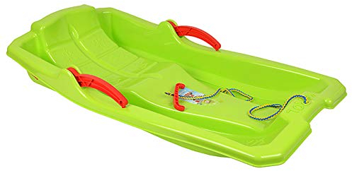 MARMAT Bobschlitten Bob Rodel Schneegleiter Bremshebel Zugseil Kinder Schnee Winter (Grün)
