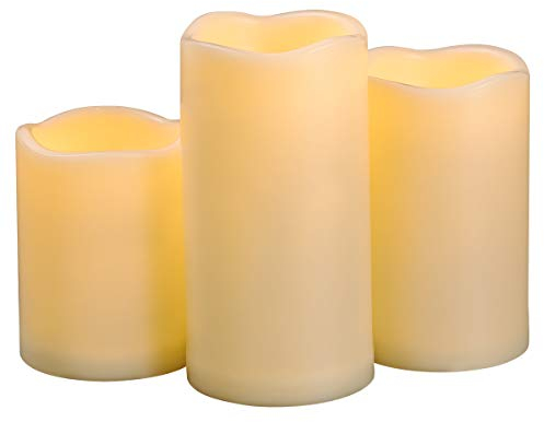 10,2 cm 12,7 cm 15,2 cm extérieur/intérieur étanche LED sans flamme vacillante Bougies pilier avec minuteur/L à piles Lot de bougies électriques pour lanterne décoratif longue durée 1500 heures