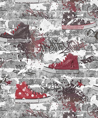 Fine Decor UK Kidz Urban Street Red Wallpaper FD42221 - Childrens BRIC