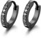 JewelryWe Schmuck Creolen Edelstahl Zirkonia Kreolen Klappcreolen Huggie Ohrringe für Damen Herren 13MM, Schwarz