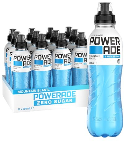 Powerade ION4 Mountain Blast Zero Sugar Sportgetränke, Multipck Trinkflaschen, 12 x 600 ml