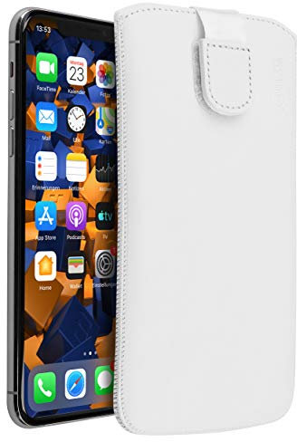 mumbi Echt Ledertasche kompatibel mit iPhone 11 Pro Max Hülle Leder Tasche Case Wallet, weiss, mumbi_29485