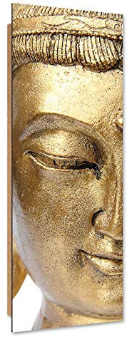 Feeby Wandbild Buddha Modern Deko Kunst Bilder für Wohnzimmer Gold 40x120 cm