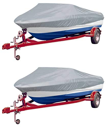 vidaXL 2X Bootspersenning Persenning Bootsabdeckplane Bootsabdeckung Bootsplane Abdeckplane Abdeckung Grau Länge 610-671cm Breite 254cm