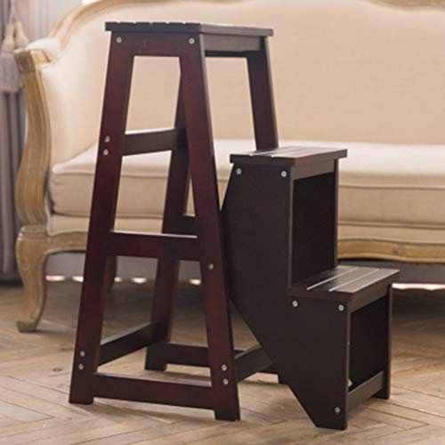 SLRMKK Scaletta Scaletta Pieghevole in Legno massello Scaletta a Tre Strati Scaletta Scaletta Scaletta Scaletta per Uso Domestico Scaletta per Uso Domestico Scaletta Contenitore Multi Strato Sgab