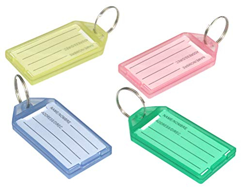 SOIMISS 40pcs coloré étiquette en plastique porte-clés bagages ID carte nom étiquette porte-clés classification e-s (10pcs rose, 10pcs bleu, jaune, vert) Pendant Decor
