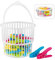 HomeSmith - Soft Grip Pegs With Basket - Soft Grip Clothes Pegs For Washing Line - Colourful Clothes Pin in Peg Basket With Handle - Pack of 36, HSmith-115