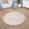 TT Home Teppich Wohnzimmer Kurzflor Anti-Rutsch Rückseite Einfarbiges Design Waschbar, Farbe: Beige, Größe:160 cm Rund