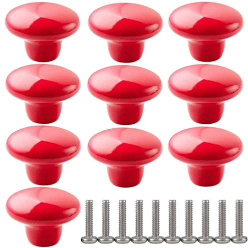 ZESLIV 10 Stk Möbelknöpfe 38mm Rot bunte Möbelgriffe Keramik Schubladenknopf Schrankgriff Möbelknopf Kinderzimmer Möbelknauf