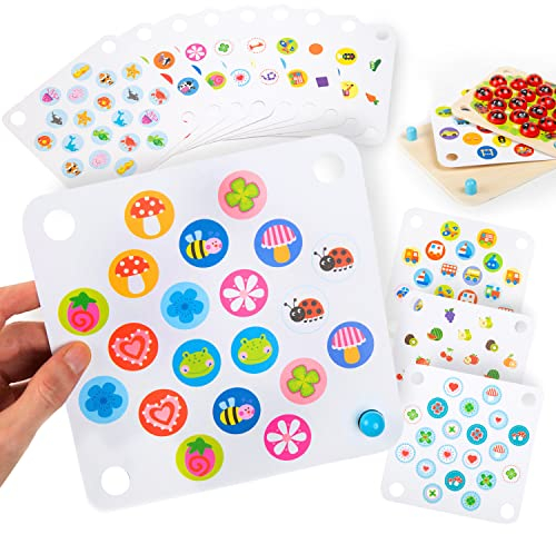 Nene Toys 24 zusätzliche thematische Muster – Erweiterungs-Set für das Marienkäfer-Garten Gedächtnisspiel – Neue Bild-Karten: Zahlen, Buchstaben, Tiere, Körperteile – Mehrere Schwierigkeitsgrade