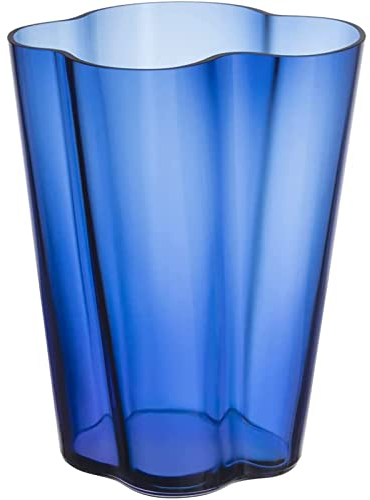 Iittala Aalto Vase Glas Ultramarine Blau, Maße: 21,4cm x 21,4cm x 27cm, 1062564