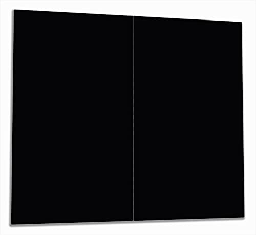 Wallario Herdabdeckplatte/Spritzschutz aus Glas, 2-teilig, 60x52cm mit 8mm hohen Füßen, für Ceran- und Induktionsherde, Schwarz