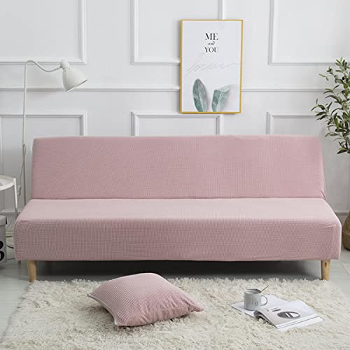 GUYIRT Jacquard Armless Schlafsofa-Bezüge Stretch-Spandex Sofabezug Armlose Abnehmbar Sofabezug Ohne Armlehnen Möbelschutz Waschbarer Couchbezug -rosa-Klein (120-150 cm)