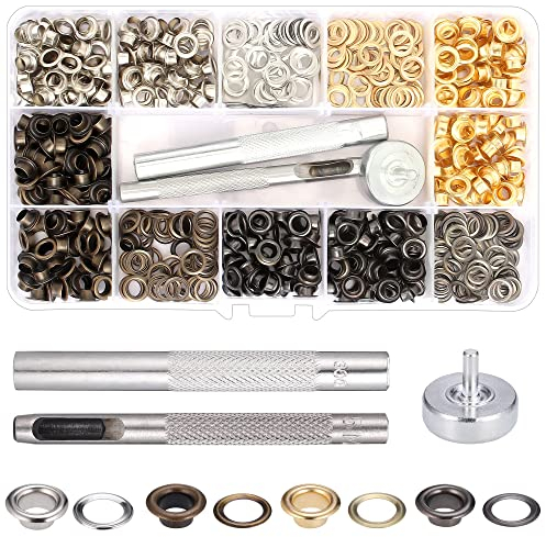 Grommet Werkzeug Kit, Tülle Ösen Set Scheiben Ösenzange Set und 400 Sets 5mm Grommet Ösen mit für DIY Kleidung Leder Handwerk Stoff Planen
