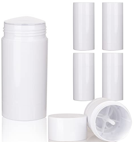 COSIDEA 4 x weiße runde leere 30 g Deo-Behälter, Bodenfüllung, große Twist-Up-Röhren für Haarwachs, Chapstick-Röhrchen