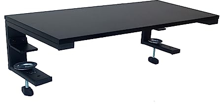 Ewent Clamp-On Desk Monitor Riser, Versatile Monitor Riser Stand for 10 to 34 Monitors, Chipboard and Steel Elevated Stand, Monitor Stand with Clamp Fastening, Three Installation Options