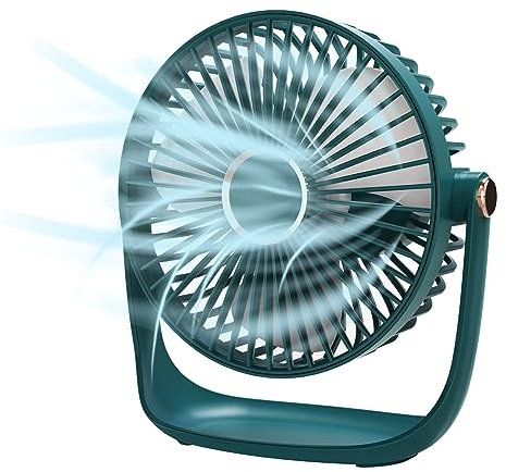 Desk Fan,Samll Personal Fan,Table Fan Rechargeable 4000mAh Battery,5 Speed Silent Bed Fans with 360°Rotatable Strong Airflow