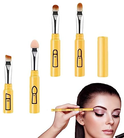 Pinceau de maquillage amovible 4 en 1, pinceau à fond de teint portable et amovible | Pinceau pour fard à paupières, highlight, blush, poudre douce, kit de voyage pour fard à paupières, fête