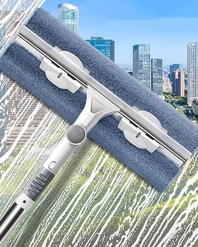 Limpiacristales Limpiador de Ventanas Escobilla Limpia Cristales 2 En 1, Ligero Giratorio Barra Limpiacristales, Multifuncional Kit Plumero De Alto Alcance Para Ventanas Altas ( Size : Length 2.15m/21