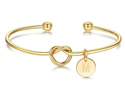 TINGN Armband Damen Mädchen, Damen Armband mit M Buchstaben Personalisiert Gold Set Schmuck Armbänder Armkette Damen Geburtstag Weihnachten Personalisierte Geschenke für Frauen Mädchen Kinder Tochter