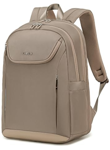 HUNTVP Laptop Backpack Women, Laptop Rucksack 15.6 Inch School Back Packs Work College Ladies Laptop Bag Casual Daypack for Womens Lady Girls Business Traveling Cycling (Type1-Beige)