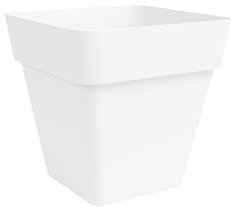 Nicoli Maceta cuadrada Arké cuadro, macetera de polietileno para interior y exterior elegante, superficie mate, dimensiones 39 x 39 x 39 cm (blanco)