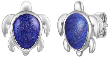 Rafaela Donata Damen Ohrstecker aus 925/- Sterling Silber rhodiniert mit Emaille blau Silberohrstecker Schildkröte