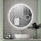Aica Sanitär Runder LED Badspiegel 80cm mit Kosmetikspiegel Uhr Kalt/Neutral/Warmweiß dimmbar Touch/Wandschalter Memory Beschlagfrei