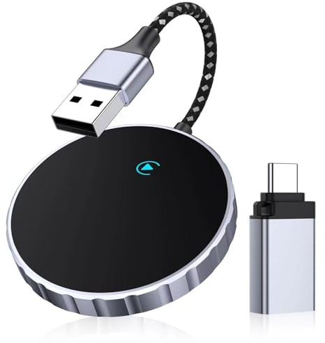 Horett Carplay Wireless Adapter, Car Play Wireless Adapter für iPhone, Wireless Konvertiert Kabelgebundenes Carplay in Drahtloses 5GHz WiFi, für iPhone iOS 10+mit 2015 + Autos