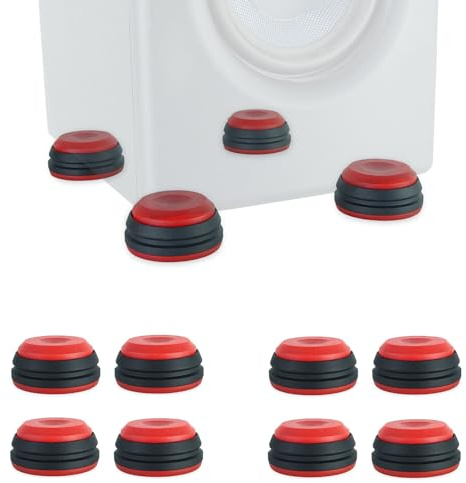 keepdrum SSA300RD Boxen-Füße für Zwei Boxen Schwingungsdämpfer Lautsprecher Plattenspieler Resonanz-Absorber in Rot 8 Stück