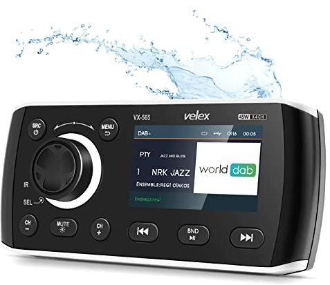 Marine Stereo, Audio Video Player DAB + / FM/AM mit Bluetooth-Streaming, für Yacht, Boot, UTV, ATV, Powersport, Spa