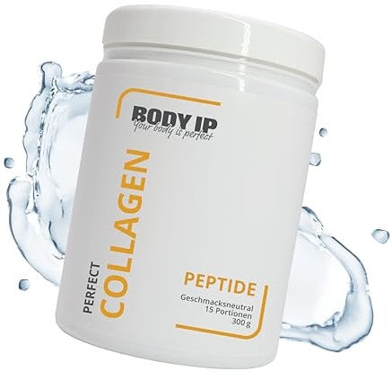 BODY IP Perfect Collagen Pulver | mit Fortibone® Kollagen Peptiden für Haare, Haut & Knochen | mit 16 g Protein, Vitamin C & Calcium | Laborgeprüft | Geschmacksneutral | Made in Germany | 300 g