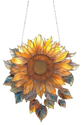 Sonnenblumen-Fensterbehang aus Acryl, Sonnenblumen-P-Lant-Wanddekoration, Sonnenblumen-Hängedekoration, Acryl-Blumen-Fensterpaneel, Wanddekoration für den Außenbereich, Gartendekoration (C, 30CM)