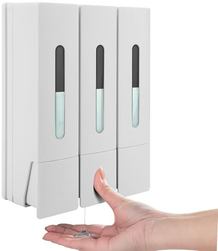 Presse Flüssigseifenspender 400ML 3 Kammer Wandmontage Bad Dusche Haarwäsche Flüssigkeit Flasche Container (Weiß)