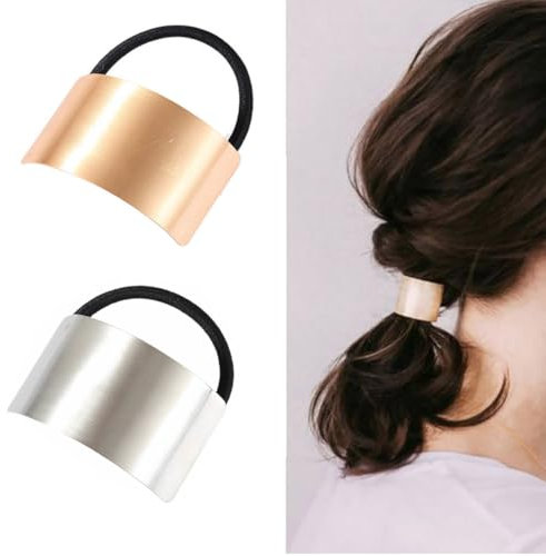 Cubahop 2 x Vintage-Haargummi-Zubehör, minimalistische elastische Haargummis, Pferdeschwanz, Haarmanschette mit elastischen Seilen, Haargummi für Damen