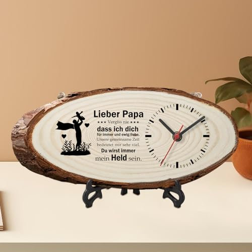 SPERMUOY Vatertagsgeschenk für Papa,Bester Papa Geschenke, Papa Holz Wanduhr,Wanduhr Holz für Bester Papa Geschenke für Männer Vätertag Ruhestand Geschenke