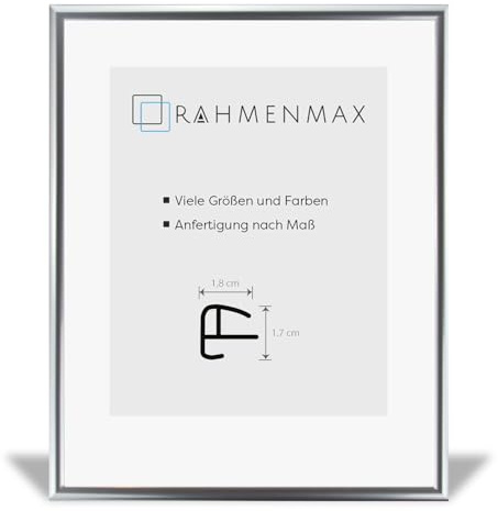 RahmenMax Kansas Kunststoff Bilderrahmen Posterrahmen 64x66 cm Silber 66x64 cm mit klarer Kunstglas Scheibe