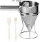 Bogoro Dispensador de masa de 1,4 l, embudo de acero inoxidable, dispensador de masa con soporte, incluye pincel de aceite, raspador para el hogar, cocina, panadería, pasteles, postres