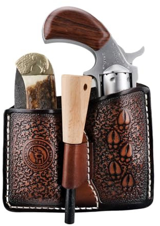 TOURBON Pistolenholster aus echtem Leder, kleines Pistolenholster, Taschenmesser-Tragetasche für den Gürtel