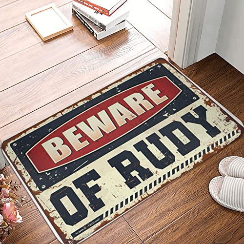 Funny Front Door Mat Outdoor Beware of Rudy Doormat Home Alone Door Mat Balcony Decor(40X60CM)